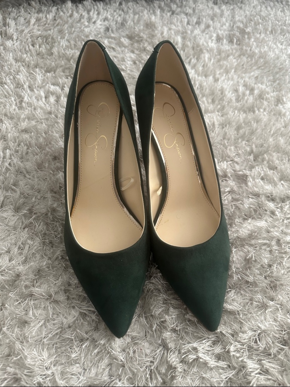 Jessica Simpson Dark Green Pointed Toe Pumps worn once